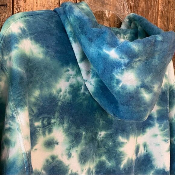 Artist Union Unisex Sz S Turquoise Tie-Dye Drawstring Hoodie Sweatshirt - Picture 6 of 7